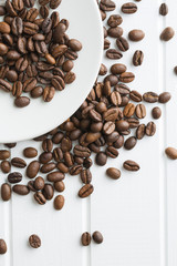 Roasted coffee beans.
