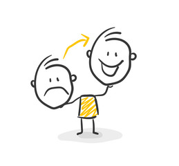 Strichfiguren / Strichmännchen: Positiv, Optimist, pro. (Nr. 39)
