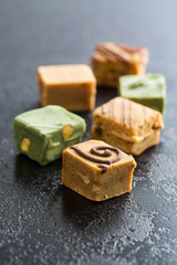 Various caramel candies.