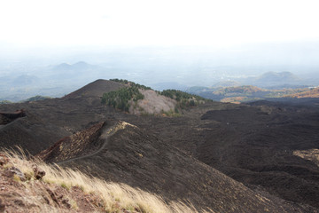 Sicily, Italy, Italia, Volcan Ethna, with lava fields from eruption and sulfur