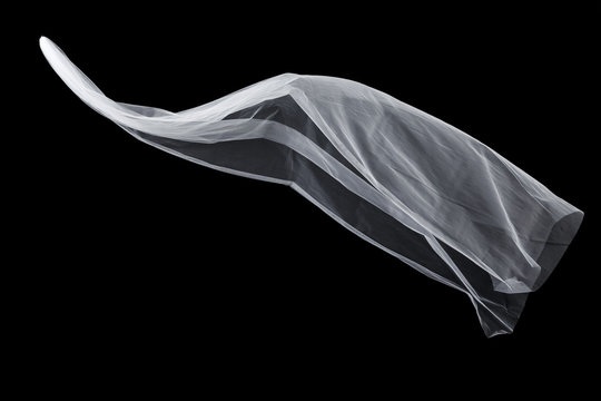wedding white Bridal veil isolated on black background 