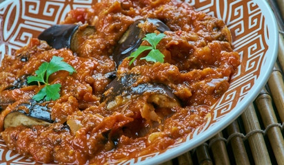 Eggplant gravy . Brinjal Curry
