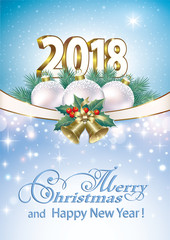 Happy New Year 2018. Christmas decorations