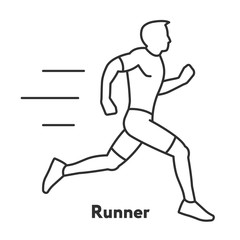 Runner Sportsman Athlete Moving Minimal Flat Line Outline Stroke Icon Pictogram