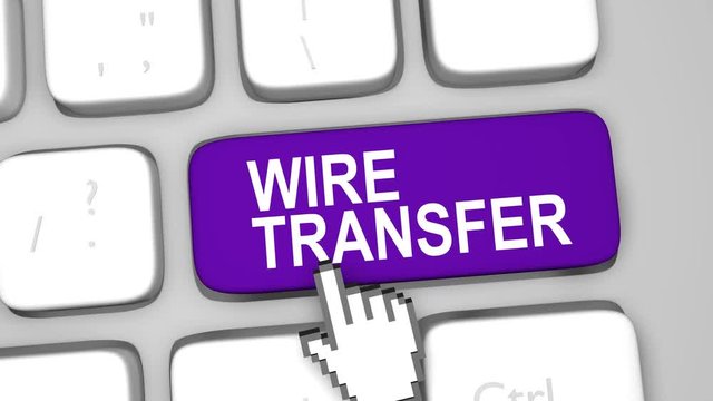 Wire transfer keyboard key animation