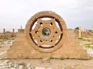 Hisham's Palace Stone Decoration in city of Jericho in Old city in Palestine, Israel