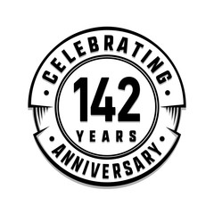 142 years anniversary logo template. Vector and illustration.