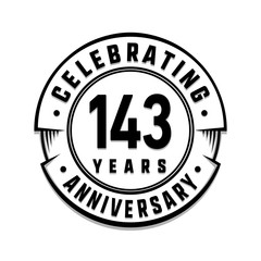 143 years anniversary logo template. Vector and illustration.