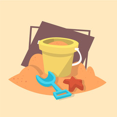 Beach Toys Icon Summer Sea Vacation Concept Summertime Holiday Vector Illustration