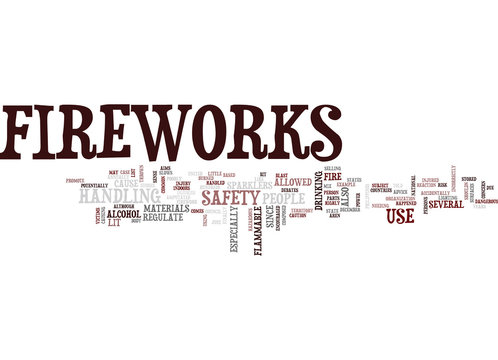 FIREWORKS SAFETY Text Background Word Cloud Concept