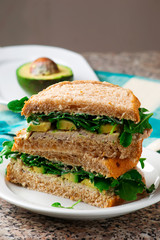 avocado ,turkey, arugula sandwich with aioli