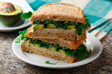 avocado ,turkey, arugula sandwich with aioli