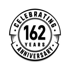 162 years anniversary logo template. Vector and illustration.
