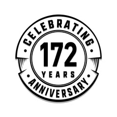 172 years anniversary logo template. Vector and illustration.
