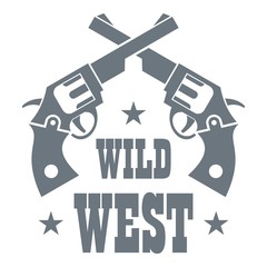 Wild west revolver logo, simple style