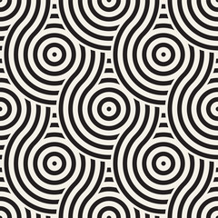 Vector seamless geometric pattern composed with circles and lines. Modern stylish rounded stripes texture. Repeating abstract background