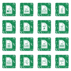 File format icons set grunge