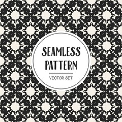 Abstract concept vector monochrome geometric pattern. Black and white minimal background. Creative illustration template. Seamless stylish texture. For wallpaper, surface, web design, textile, decor.