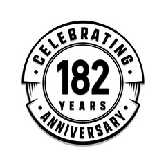 182 years anniversary logo template. Vector and illustration.
