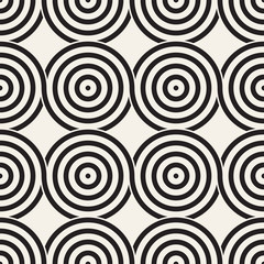 Vector seamless geometric pattern composed with circles and lines. Modern stylish rounded stripes texture. Repeating abstract background