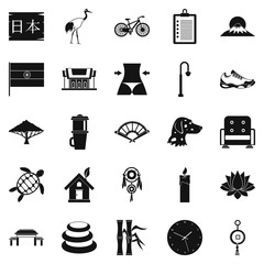 Japan icons set, simple style