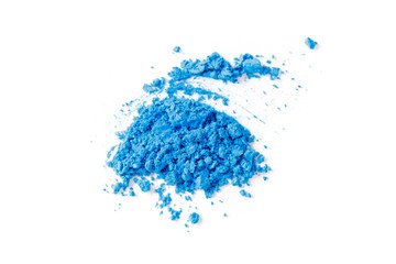 Crushed blue eye shadow isolated on white background