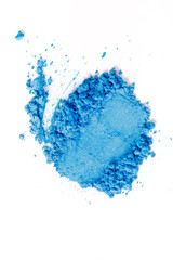 Fototapeta na wymiar Crushed blue eye shadow isolated on white background