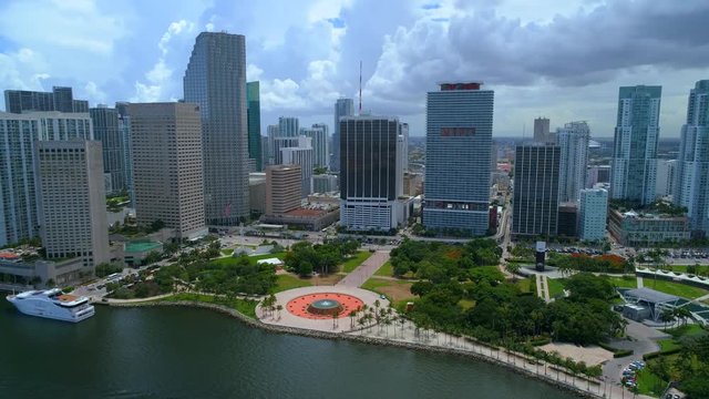 Slow motion aerial Downtown Miami 4k 60p