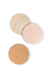 Beige and pink eye shadow or blusher isolated on white background