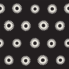Vector seamless sunburst shapes freehand pattern. Abstract background with round brush strokes. Hand drawn texture