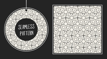 Abstract concept vector monochrome geometric pattern. Black and white minimal background. Creative illustration template. Seamless stylish texture. For wallpaper, surface, web design, textile, decor.