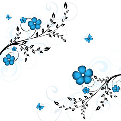 Beautiful abstract floral background with butterflies.