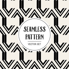 Abstract concept vector monochrome geometric pattern. Black and white minimal background. Creative illustration template. Seamless stylish texture. For wallpaper, surface, web design, textile, decor.
