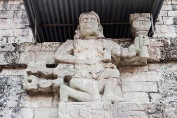 Sculpture at the archaeological site Copan, Honduras