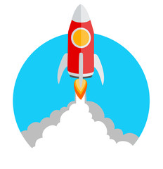 Vector illustration rocket launch icon with copy space