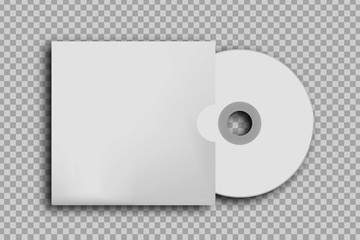 Vector realistic isolated CD disk for decoration and covering on the transparent background. White blank template for design.