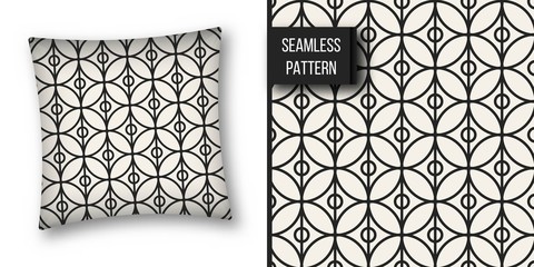 Abstract concept vector monochrome geometric pattern. Black and white minimal background. Creative illustration template. Seamless stylish texture. For wallpaper, surface, web design, textile, decor.