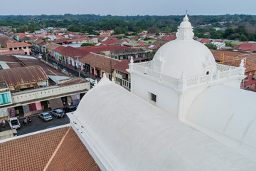 LEON, NICARAGUA - APRIL 25, 2016: Whitewashed roof of a cathedral in Leon, Nicaragua