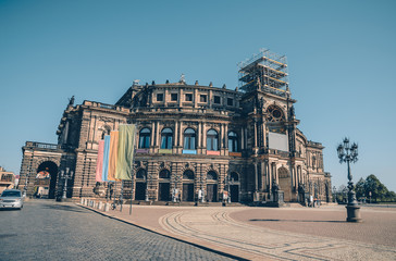 Fototapeta premium Summer view of Semper Opera House in Dresden, Saxony, Germany