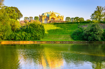 Fototapeta na wymiar Famous Zwinger palace (Der Dresdner Zwinger) Art Gallery of Dresden, Saxony, Germany. View from park