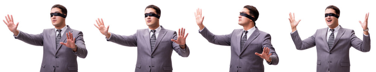 Blindfolded businessman isolated on white