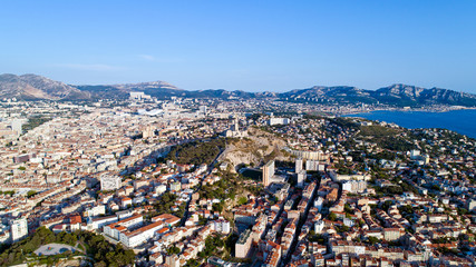 Photo aérienne de Notre Dame de la Garde, à Marseille