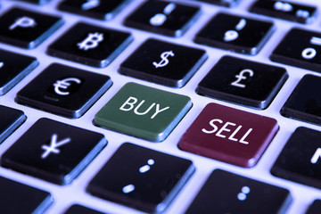 Sell Buy Market Trading Computer Keyboard with Forex Currencies