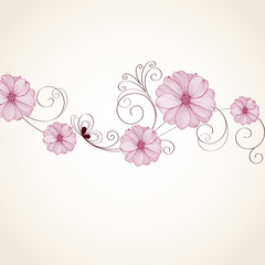 Hand-drawing floral background with flower dahlia. Element for design. Vector illustration.