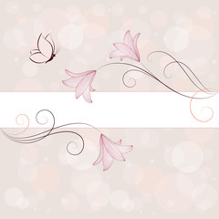 Hand-drawing floral frame with butterflies. Element for design.