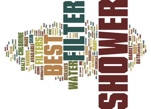 BEST SHOWER FILTER FOR GOOD HEALTH AND SKIN Text Background Word Cloud Concept