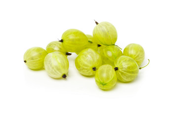 Heap of ripe, fresh harvested green gooseberry fruit