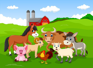 Farm background with animals 