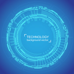 Abstract circle technology blue Background. Digital network and hightech concept. On White Background With Sample Text Area.