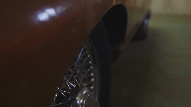 Front Left Side Of the Classic Jaguar E-Type Car. Car Ready to Restore